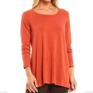 Bryn Walker Size Medium Gabo Tunic Turmeric Orange Stretch Bamboo Organic Cotton